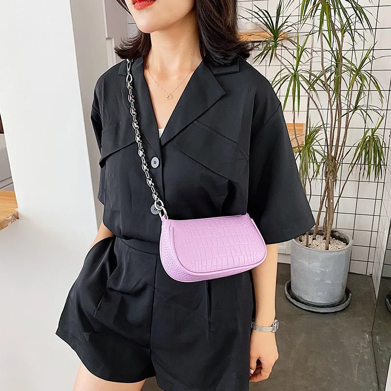 

Crocodile Pattern Women Underarm Bag Vintage Design High Quality Ladies Small Shoulder Bags Female Tote Baguette Purse Handbags