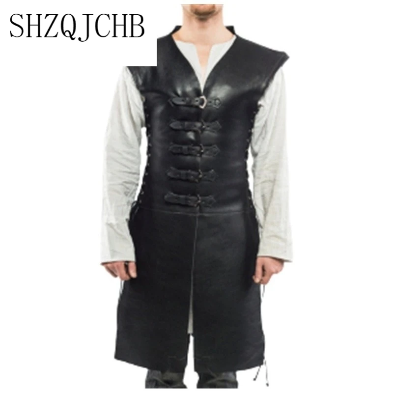 

Men's Jacket Steampunk Retro PU Vest Gothic Victorian Uniform Medieval Single Breasted Vest Stage Performance Opera Costume