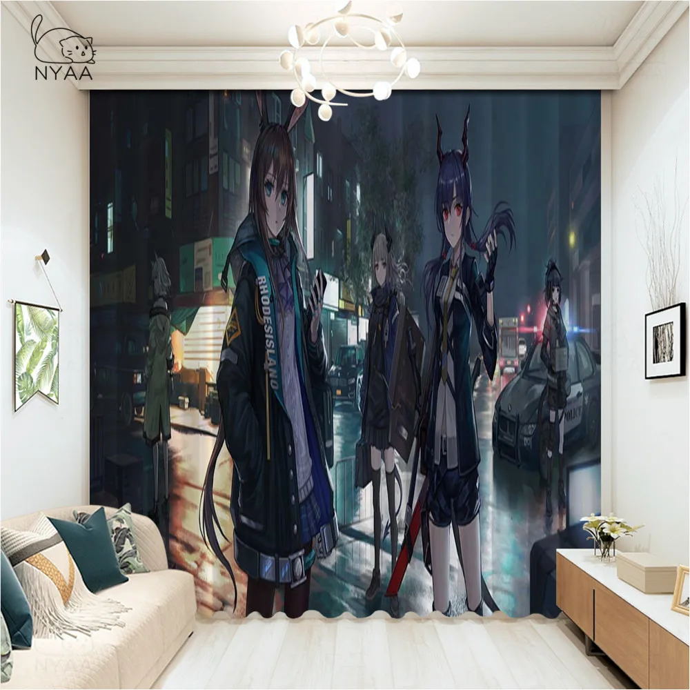 

Game Arknights Women Cute Cartoon Curtain For Kitchen Window Home Curtains For Children'S Room Hotel Curtain Hook Micro Shading