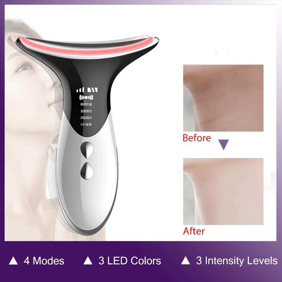 Микротоковая уход за кожей лица вырезом подъема EMS массажер для светодиодный