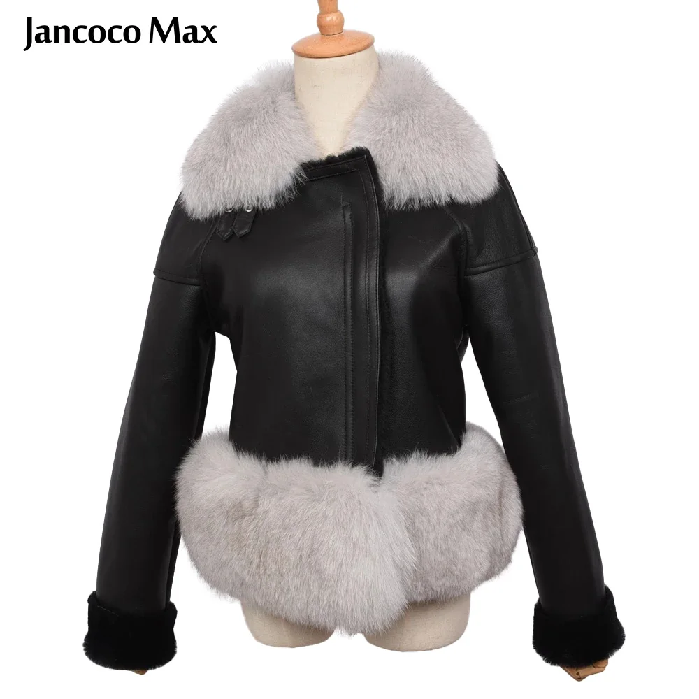 

Роскошная женская куртка из натуральной овечьей кожи высшего качества пальто из лисьего меха зимняя плотная теплая Модная Верхняя одежда ...