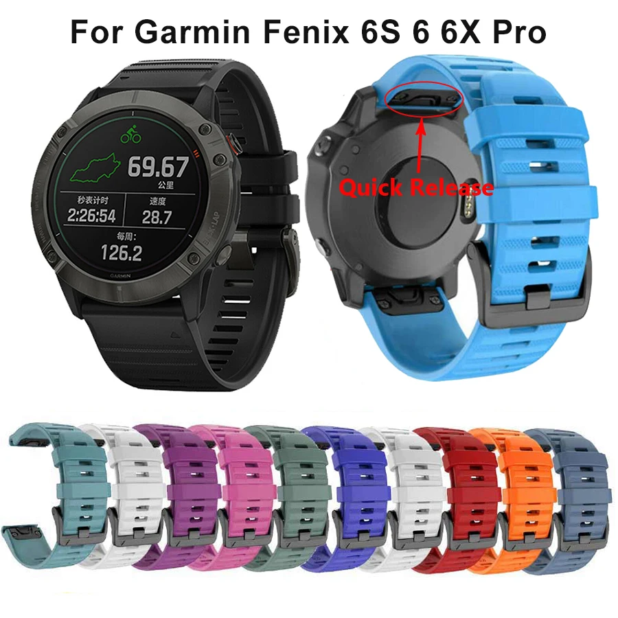 20 22 мм 26 мягкий силиконовый сменный Браслет ремешок для часов Ремешок Garmin Fenix 6X6 6S