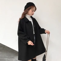 womens black woolen coat oversized cardigan cape trench jacket 2021 autumn winter elegant fashion brown long harajuku vintage
