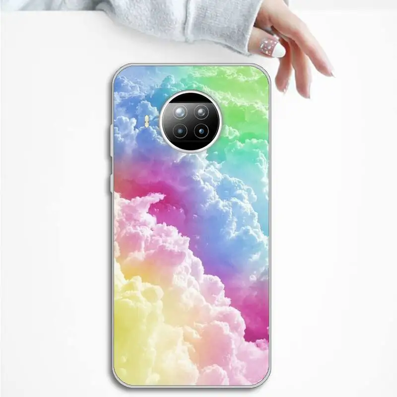 

Phone Case Transparent for Xiaomi mi Redmi note 10 t 8 9 pro lite 11 Samsung S 8 9 10 20 Colorful beautiful cloud