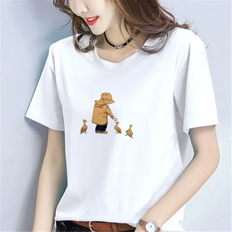 2019 Новая модная женская хлопковая Футболка принт с изображением милых животных