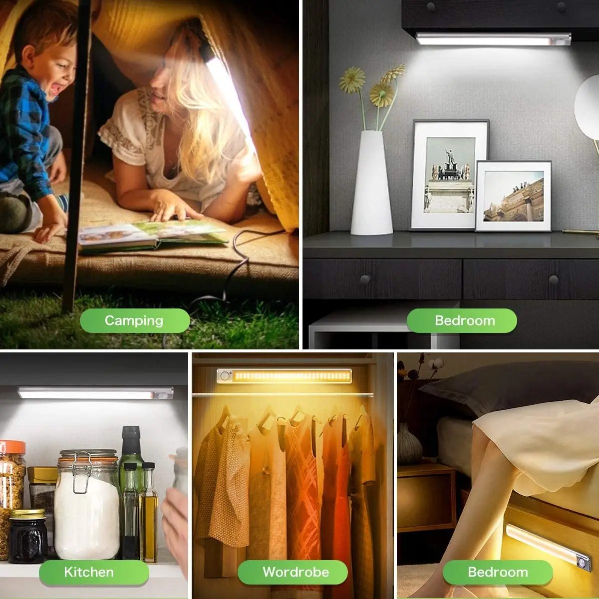 

160Leds Under Cabinet Lighting Closet Light with 3 Color Modes USB Rechargeable Motion Sensor Night Light for Closet,Wardrobe,