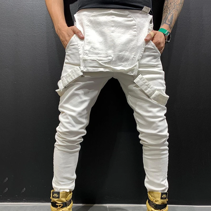 Джинсы мужские для езды на мотоцикле рваные брюки из денима подтяжках рабочая