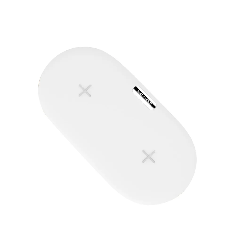 White 10 Вт двойное Беспроводное зарядное устройство QI для iPhone XS Max XR X 7/8 Plus samsung S9 S10 USB быстрая Беспроводная зарядная док-станция настольная - Цвет: White