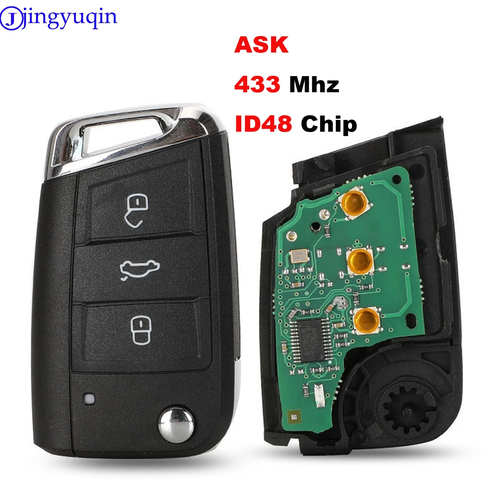 Jingyuqin 3B ASK 433MHZ ID48 Автомобильный ключ для VW / VOLKSWAGEN Golf 7 MK7 Touran Polo Tiguan без ключа|Ключ от