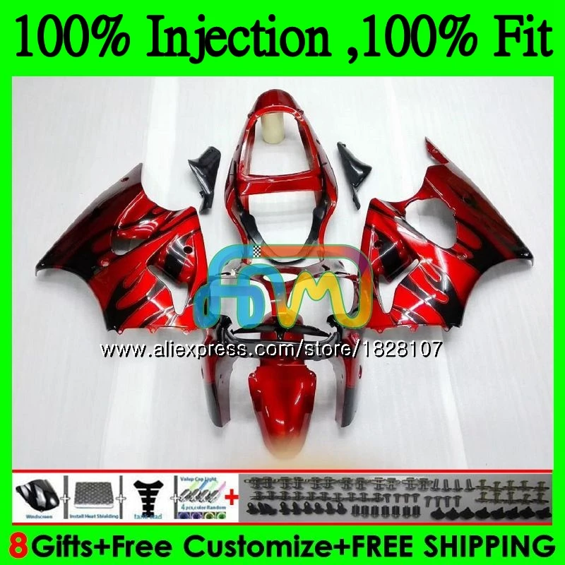 

OEM For KAWASAKI 600CC ZZR600 ZX600CC Bodywork Black flames 14BS.6 ZZR-600 ZZR 600 05 06 07 08 2005 2006 2007 2008 Fairing kit