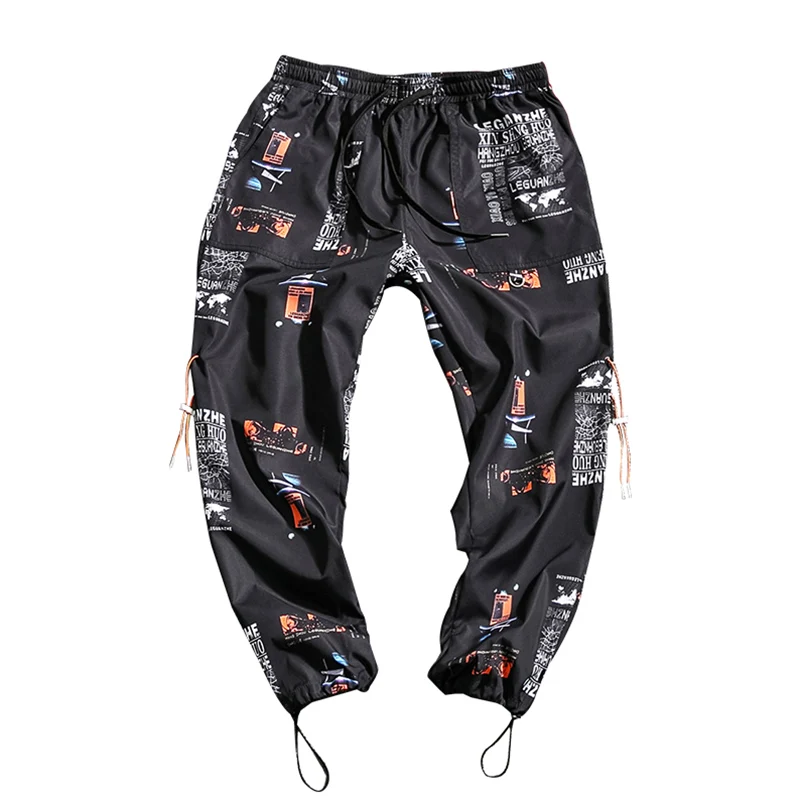 

FAVOCENT 2019 Summer Printed Trousers Men's Casual Style Loose Large Size Polyester Streetwear Ankle-length Mens Joggers Pants