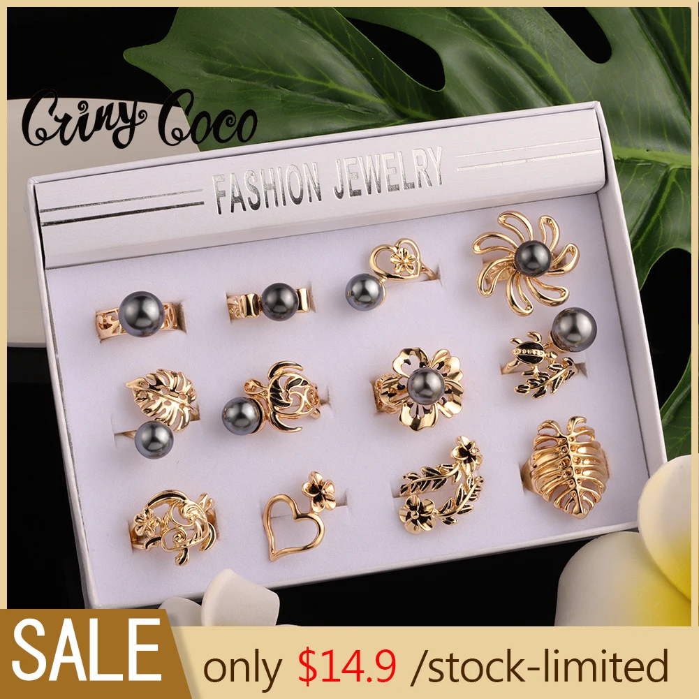 Жемчужные кольца Cring Coco гавайская Полинезия оптовая цена позолоченные с цветком