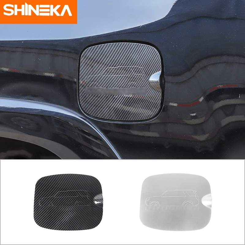 

SHINEKA Silver/Carbon Fiber ABS Car Fuel Tank Cap Decoration Cover Trim Stickers For Toyota 4Runner 2010+ Exterior Accessories