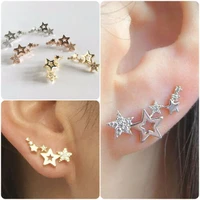 women stud earrings with rhinestone star bling boucle d oreille 3 color trendy jewelry hot sell accessories cute earrings