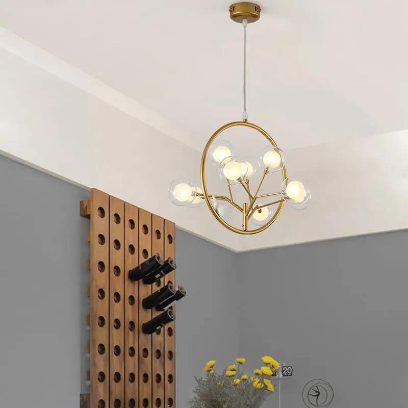Modern Led Chandelier Glass Design Lamp Living Room Kitchen Dinning Light Fixtures Gold Decor Home Lighting Metal Lustre G4 | Лампы и