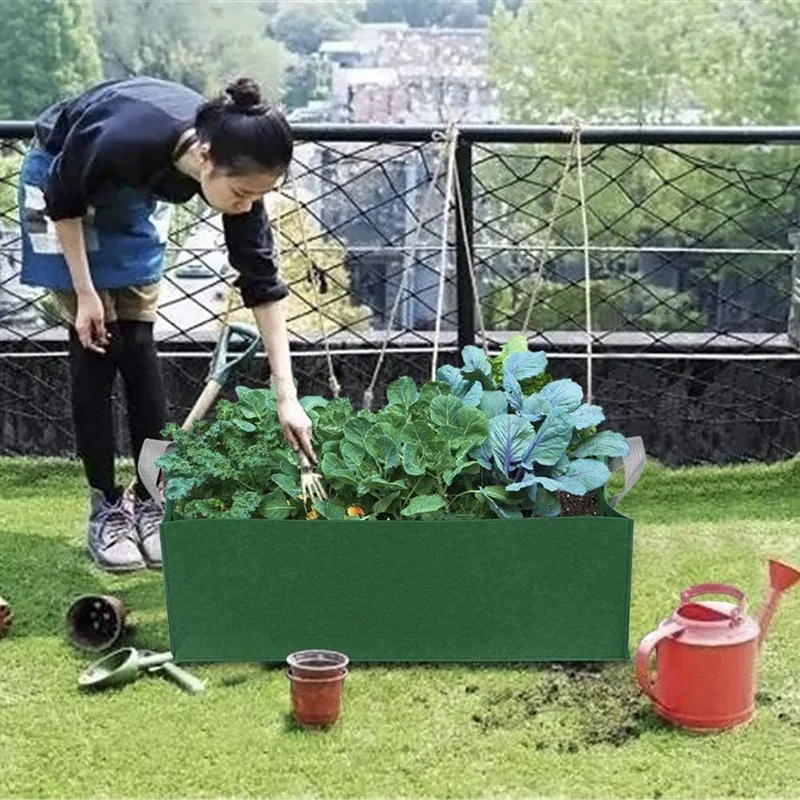 

5 Pack Raised Garden Bed Grow Bag Vegetable Planting Bag Planter Pot with Handles for Plants Flowers Vegetables Green