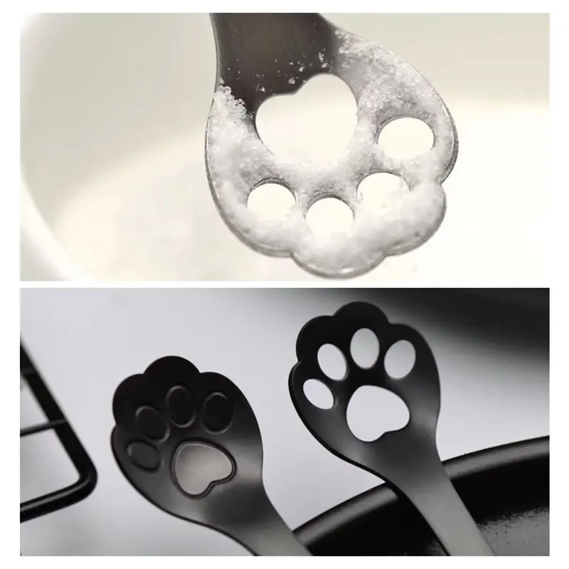 Ложка из нержавеющей стали с мультяшным котом OBR милый коготь кошки кофейная