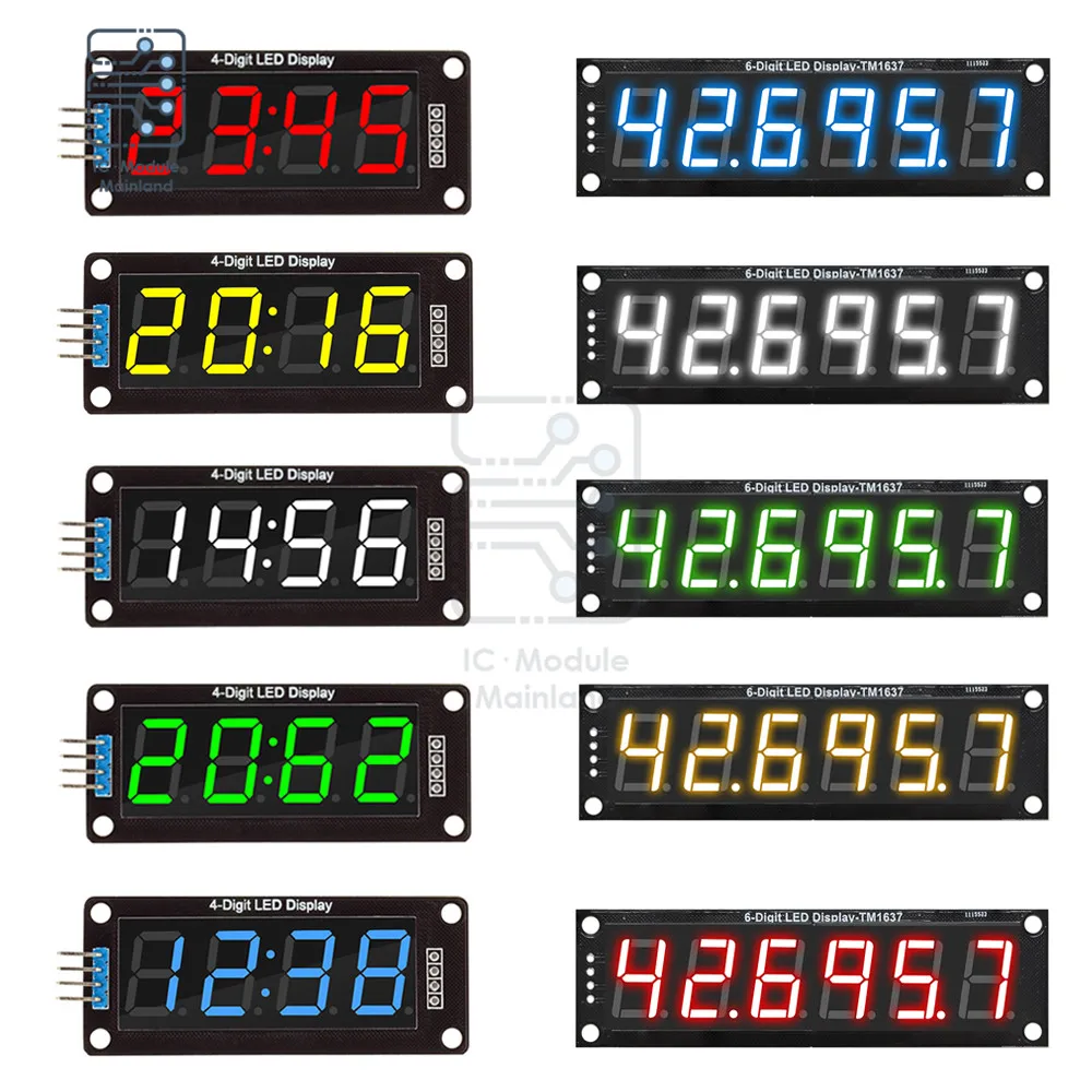 

4/6-Digit 0.56 Inch 7 Segments Digital Tube Clock Module Double Dots LED Display TM1637 Blue Yellow White Green Red For Arduino