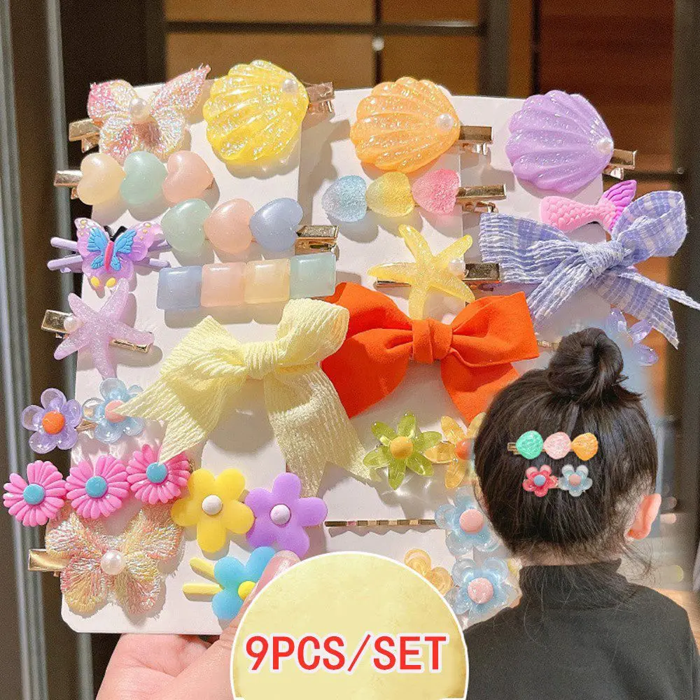 

9 шт., модные милые детские заколки для волос