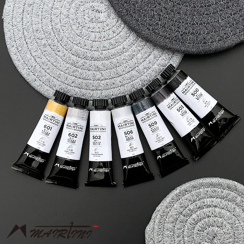 

Martini master black/white/grey/gold/silver series watercolor paint 15ml art supplies
