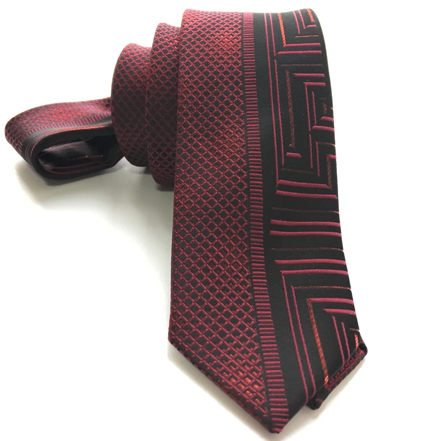 

2021 Men's Ties Designer Patchwork Neck Tie Red Geometric Grids Neckties for Wedding Party