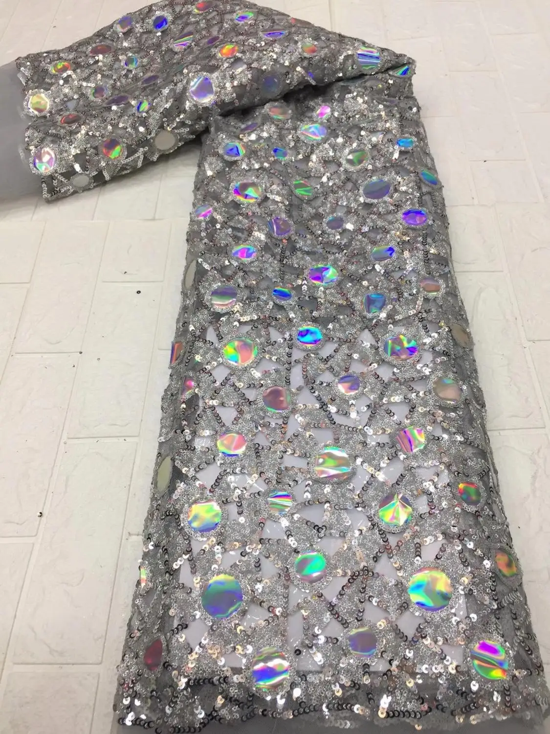 

Вышитая тюль с блестками Кружевная Ткань 5 ярдов 2020 новая французская роскошная кружевная ткань XC-D0031