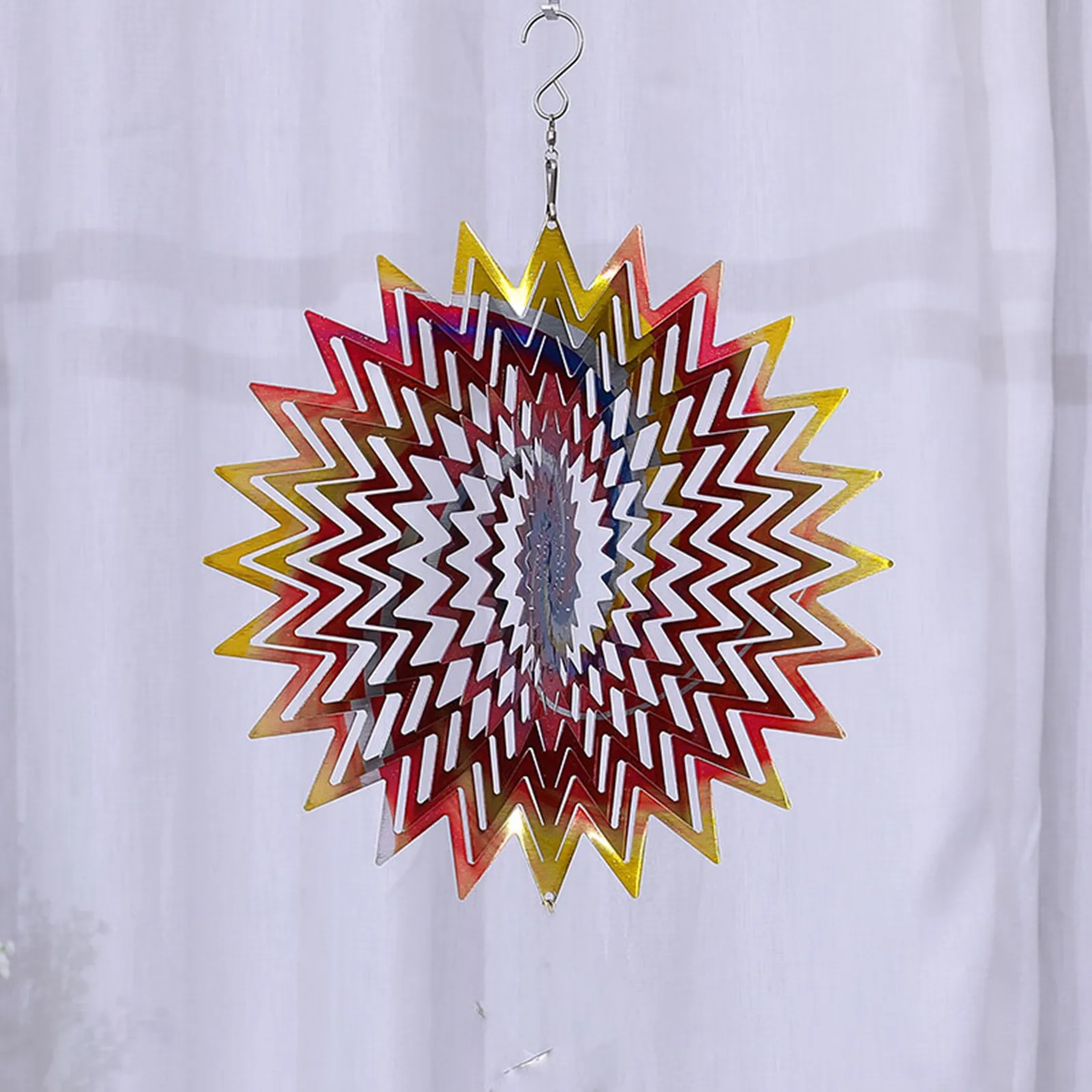 

3D Magic Wind Rotating Ornament 3D Metal Wind Spinner Indoor Outdoor Garden Hanging Decoration Holiday Yard AccessoriesFN60
