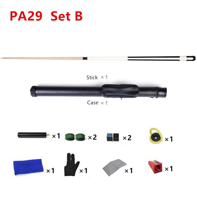 PA29 Set B 10/11. 5/12. 75 мм 58 дюймов бильярдный снукер кленовый кий для пула палка с наконечником кия для девяти шариков поставляется с удлинителем - Цвет: PA29 Set B