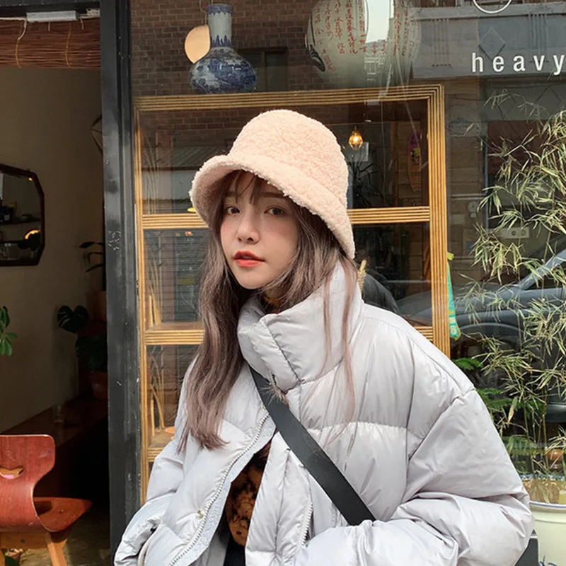 Autumn and Winter Lamb Plush Hat Female Tide Fisherma Retro Warm  Hat Femalen Hat Korean Thicken