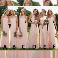 pink sexy women bridesmaid dresses chiffon plus size girl a line sweetheart one shoulder sleeveless wedding party gown