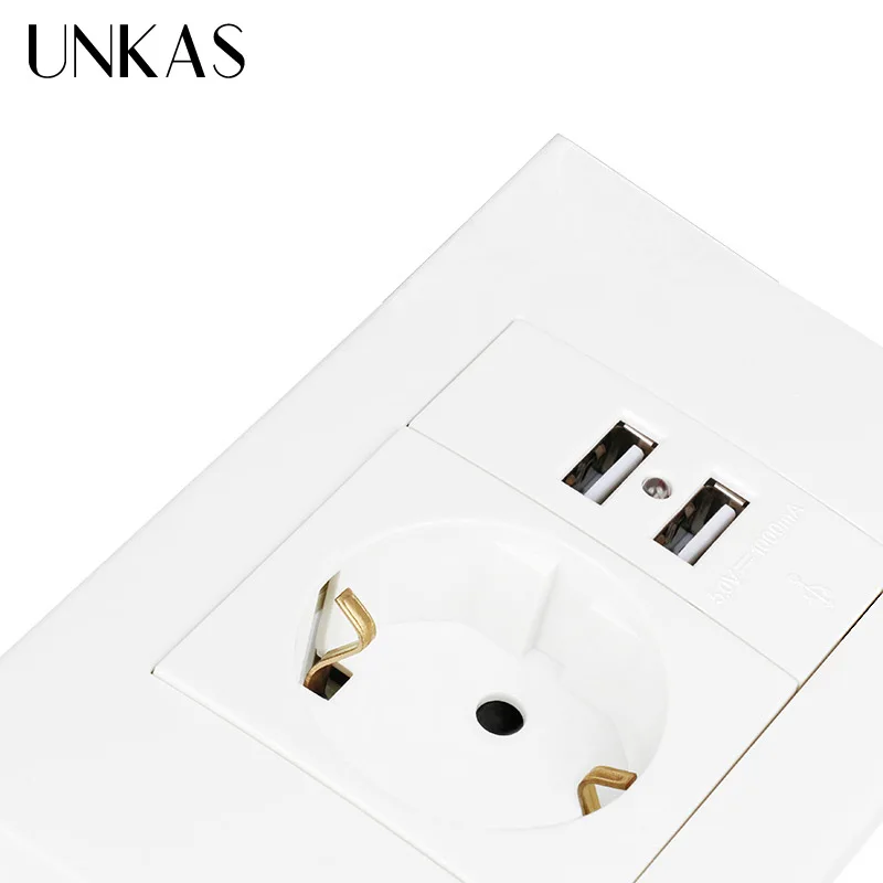 UNKAS настенная розетка USB штепсельная вилка с заземлением 16A ЕС Стандартный