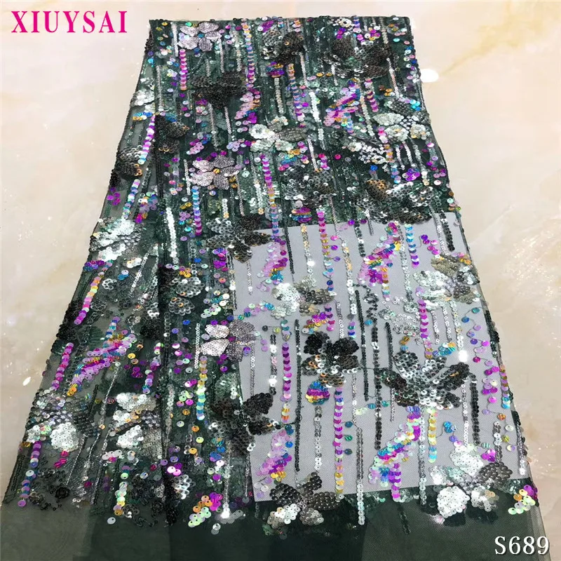 Африканская сетчатая кружевная ткань с блестками 2020 высококачественная