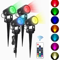 1 to 4 rgb led outdoor lawn light for garden decoration lamp with rf wireless remote waterproof landscape spotlight euus plug