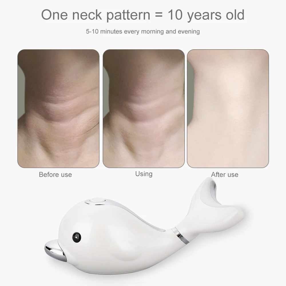 Светодиодный Фотон терапия шеи и лица Массажер для лифтинга вибрации кожи