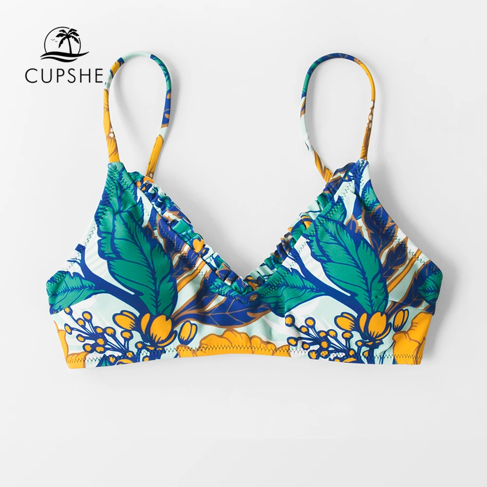 CUPSHE зеленый цветочный Бикини Топ для женщин сексуальный на шнуровке майка один