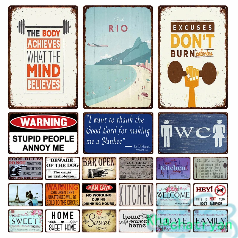 

Metal Plaque Kitchen Home Rule Love Warning Plate Painting Iron Tin Sign Wall Art Picture For Home Living Room Kitchen Bar Decor