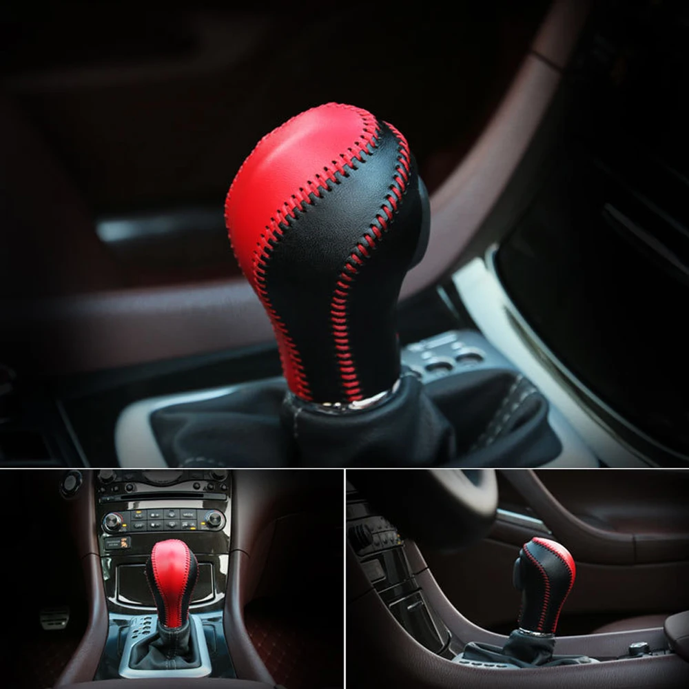 

Leather Gear Shift Knob Handle Cowhide Cover Hand-sewn for Infiniti QX50 QX70 QX80 EX FX35 37 G37 Interior Accessories