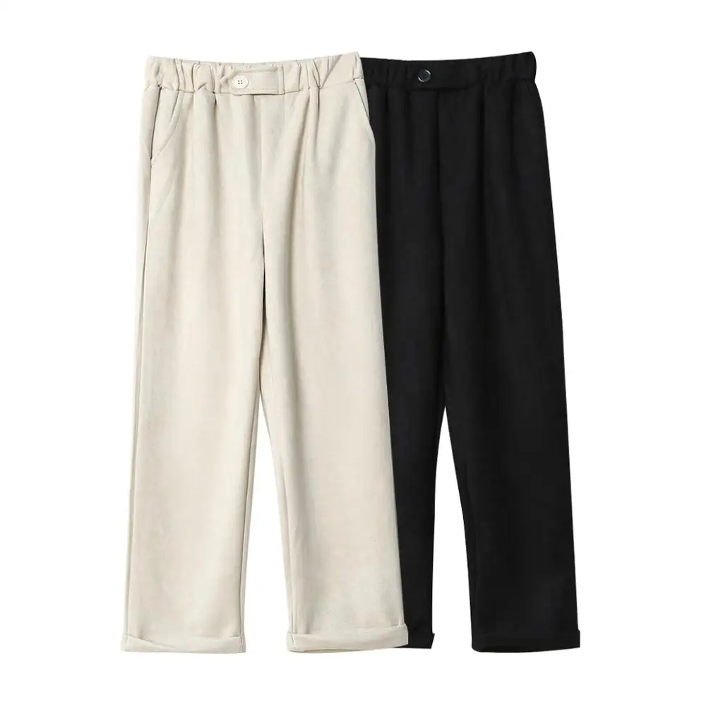 

Stretch Sherhure 2023 Spring High Waist Women Wide Leg Straight Fashion Ankle Length Pants Female Trousers