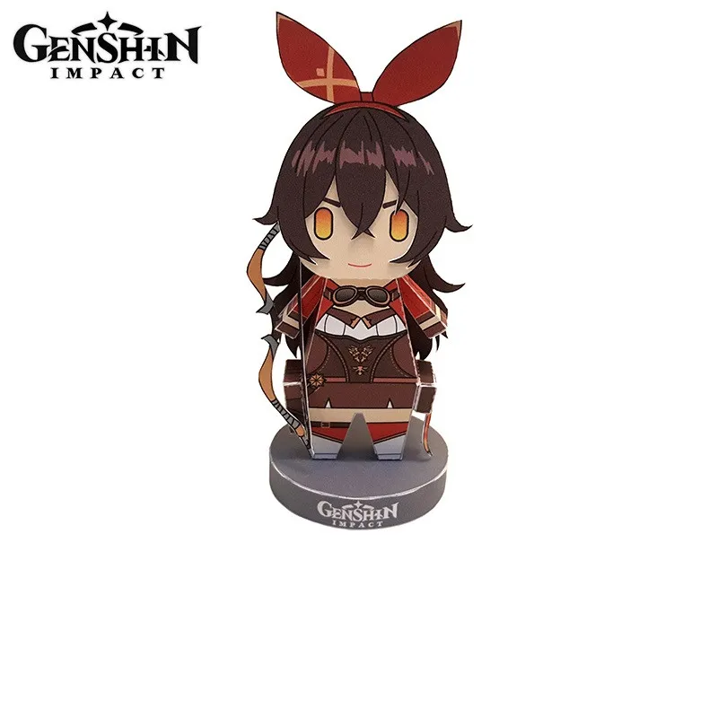 Фото DIY 3D бумажная модель Аниме игра Genshin ударный персонаж фигурка стенд модель пластина дилук чонгюнь Мини милый стоячий знак подарки №3