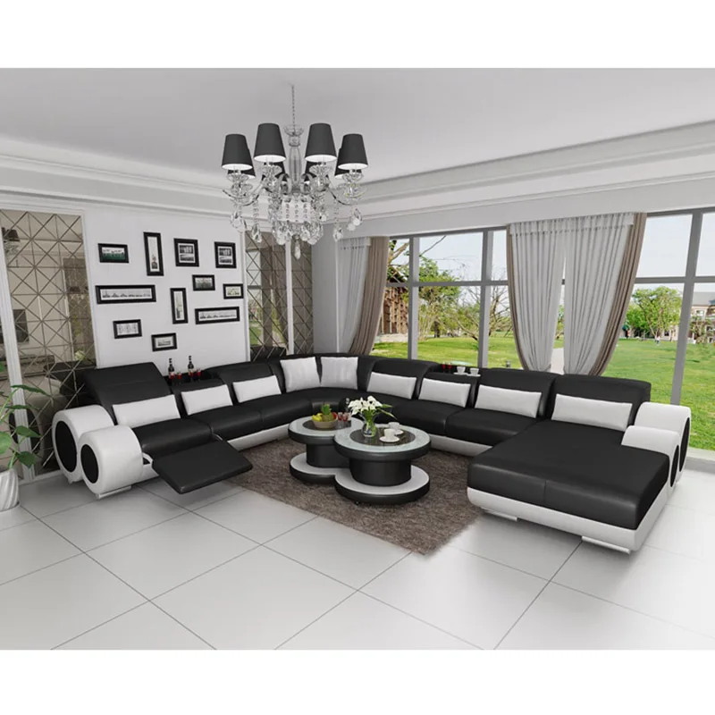 Диваны для гостиной диван-кровать из натуральной кожи L-образной формы с