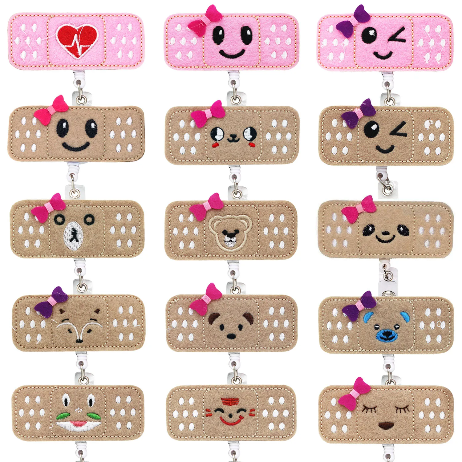 

Nurses Badge Reel Badge Holder Clip Retractable ID Badge Holder with Alligator Clip Smile Face Pink White Name Holder