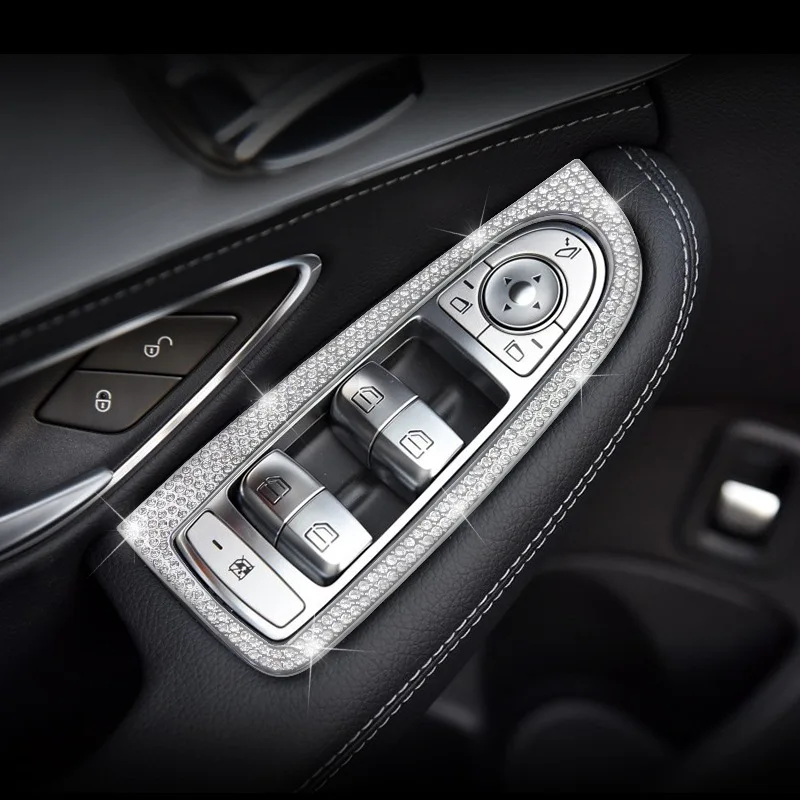 Автомобильные аксессуары интерьер для Mercedes-Benz c-класс C200L GLC260 модификация Кнопка окна лифт и алмазная декоративная рамка