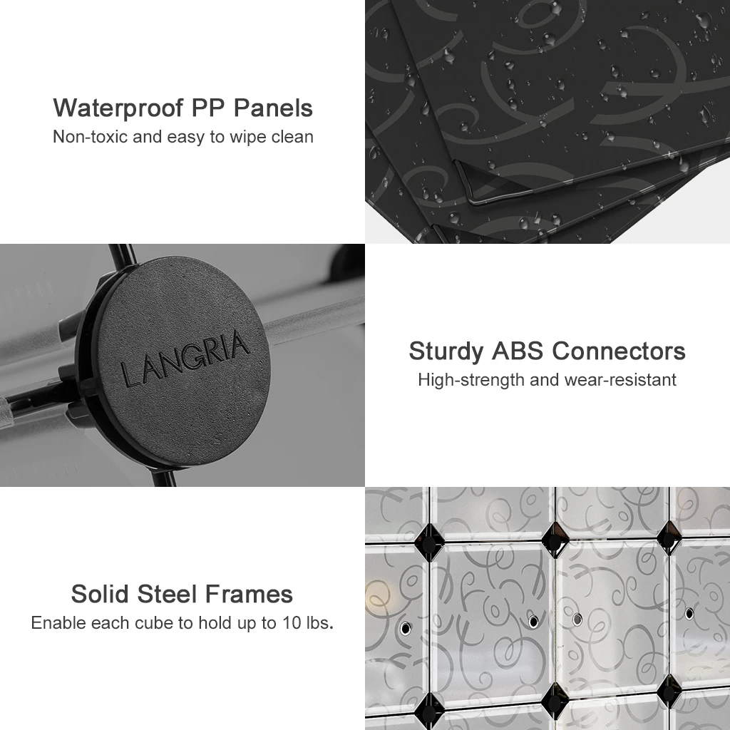 LANGRIA 16-Cube DIY модульный органайзер для хранения, стеллажи, шкаф, черный и белый Embo