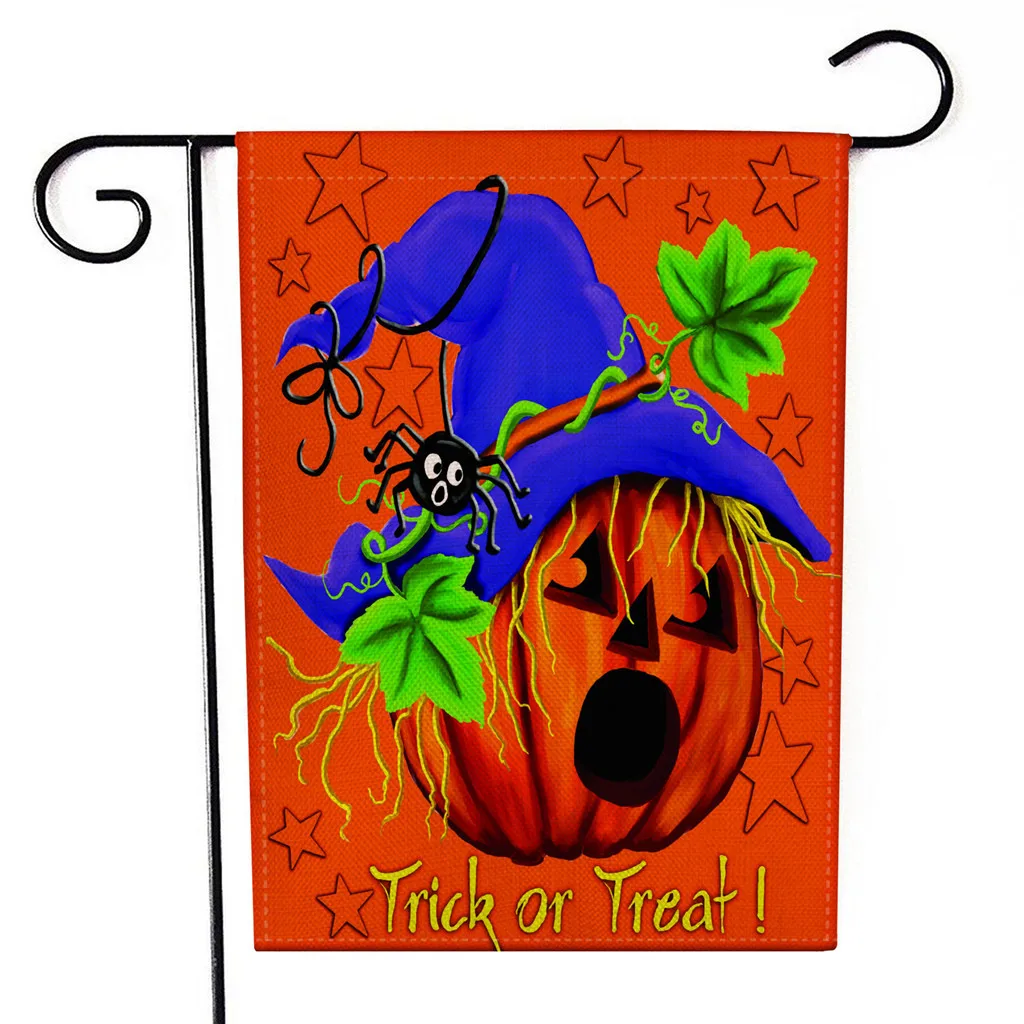 Хэллоуин сад флаг Тыква двусторонний Мешковина баннер открытый газон Декор