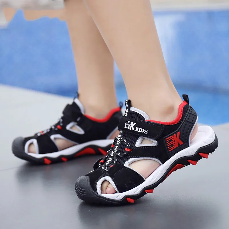 Sandalias de Punta cerrada para ni&ntilde;o, chanclas antideslizantes de suela suave para estudiantes j&oacute;venes, de 9 a 12 a&ntilde;os, de verano, 8-5