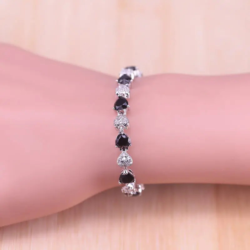 Risenj черный камень белый кристалл серебряный цвет костюм набор украшений для