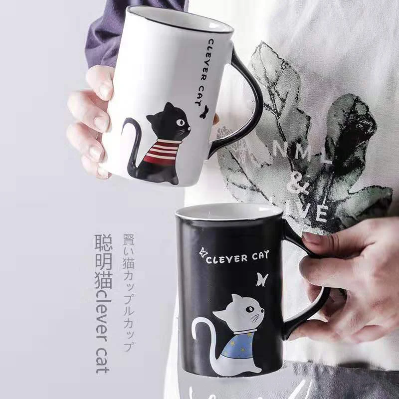 400 мл Милая кошка керамическая кофейная кружка с крышкой большой емкости