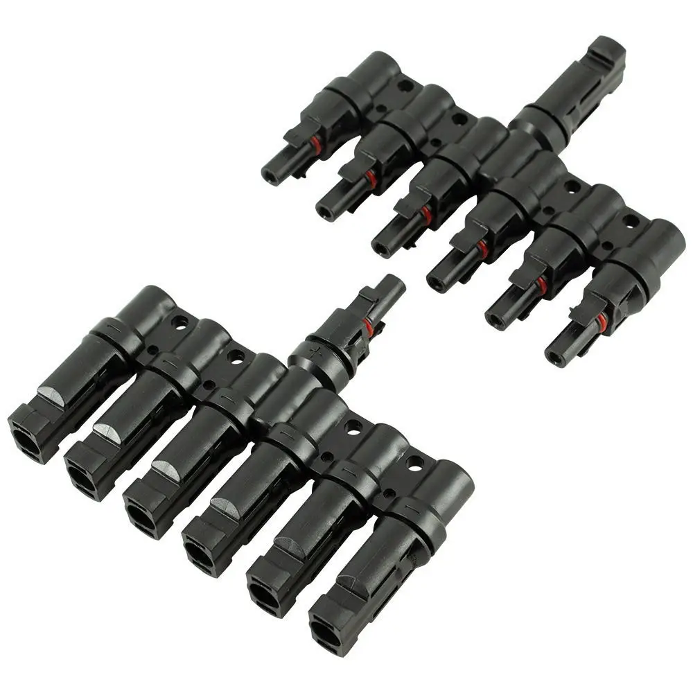 Photovoltaic Connector Electrical Pv 1pair X T Branch Parallel Connection 30a Solar Panel Cable Wire Connect One In Six Out |