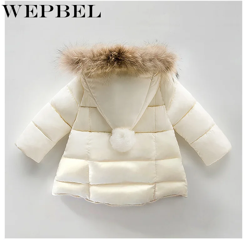 WEPBEL/Милая Меховая куртка-пуховик с капюшоном для маленьких девочек и мальчиков, детская теплая зимняя куртка, верхняя одежда