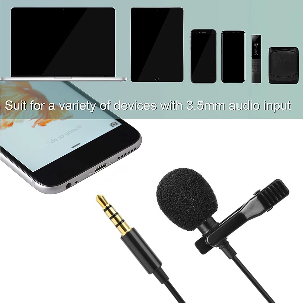 

Lavalier Lapel Microphone School Office Work Conference Teaching Clip-on Mic 3.5mm Adapter Set for Phone PC Laptop